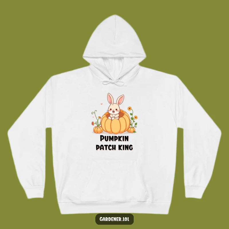 Funny Rabbit Gardener Hoodie: Cozy Bunny Jumps Into Giant Pumpkin, Ideal Funny Gift!