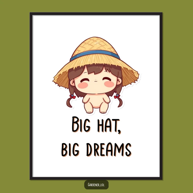 Free Printable Wall Art: Character with Oversized Straw Hat - Downloadable