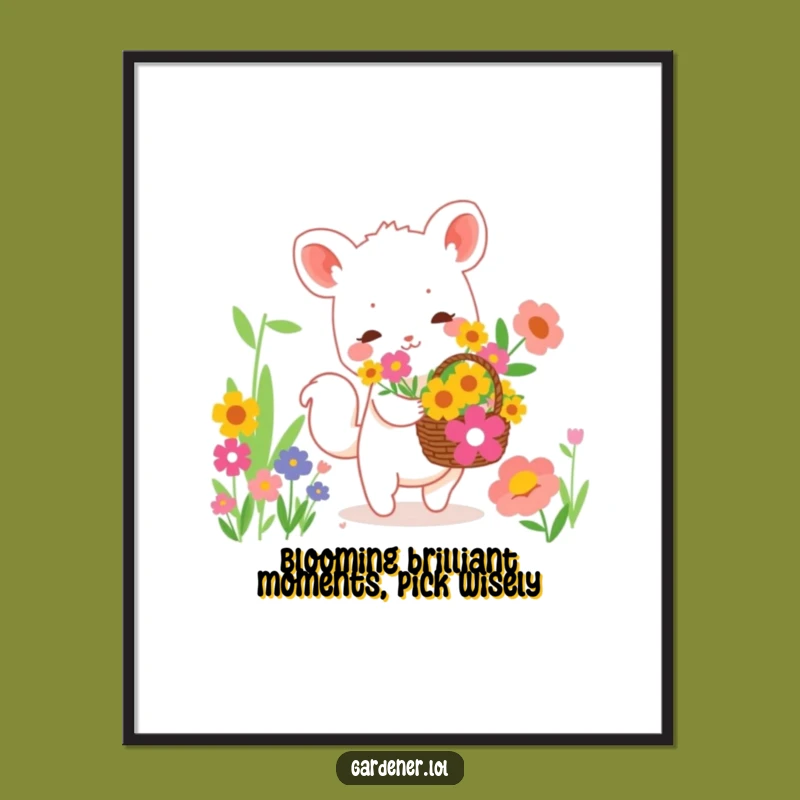 Charming Free Printable Wall Art: Flower Collecting Animal, Whimsical Downloadable Decor for a Cheerful Space