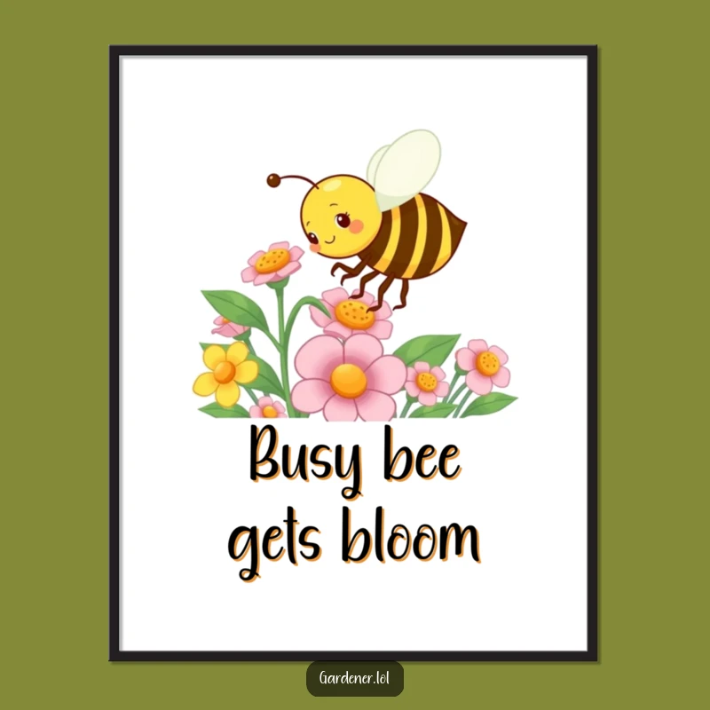 Free Printable Wall Art: Busy Bee Gardener - Energetic Pollinator Decor Download