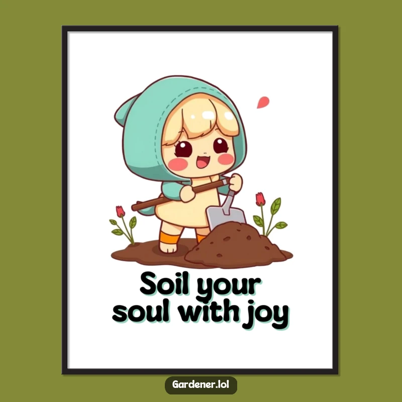 Free Printable Wall Art: Humorous Gardening Scene, Funny Downloadable Art