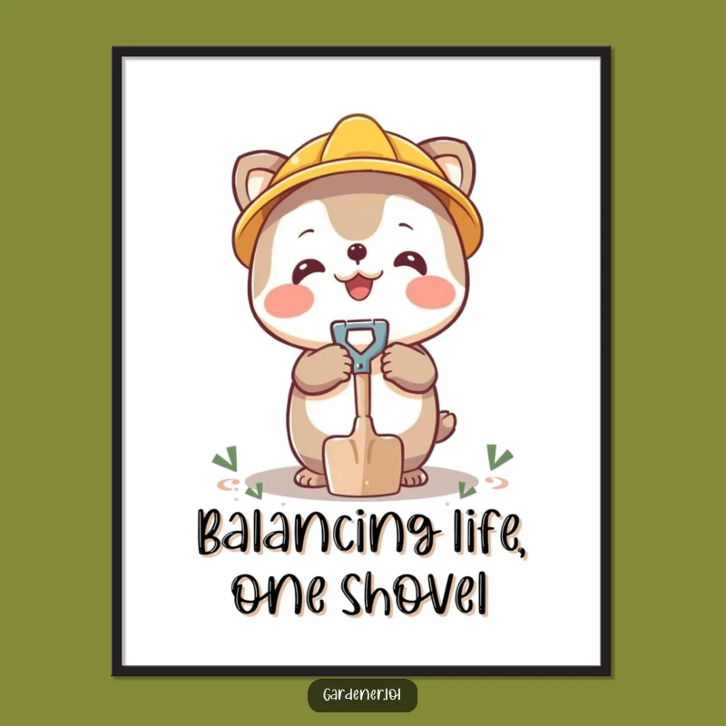 Free Printable Wall Art: Shovel Balancing Humor, Humorous Downloadable Decor