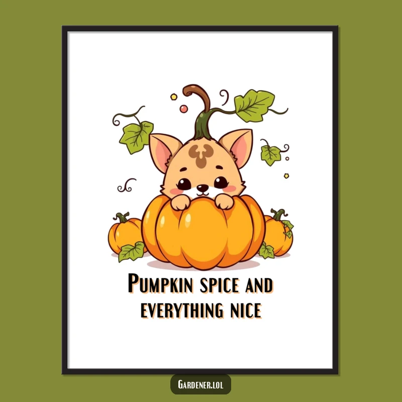 Funny Free Printable Wall Art: Pumpkin Hideout Animal - Downloadable Decor