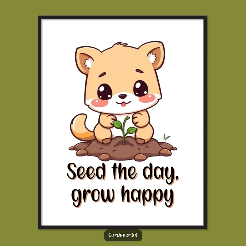 Free Printable Wall Art: Funny Animal Planting Seed, Humorous Downloadable Decor