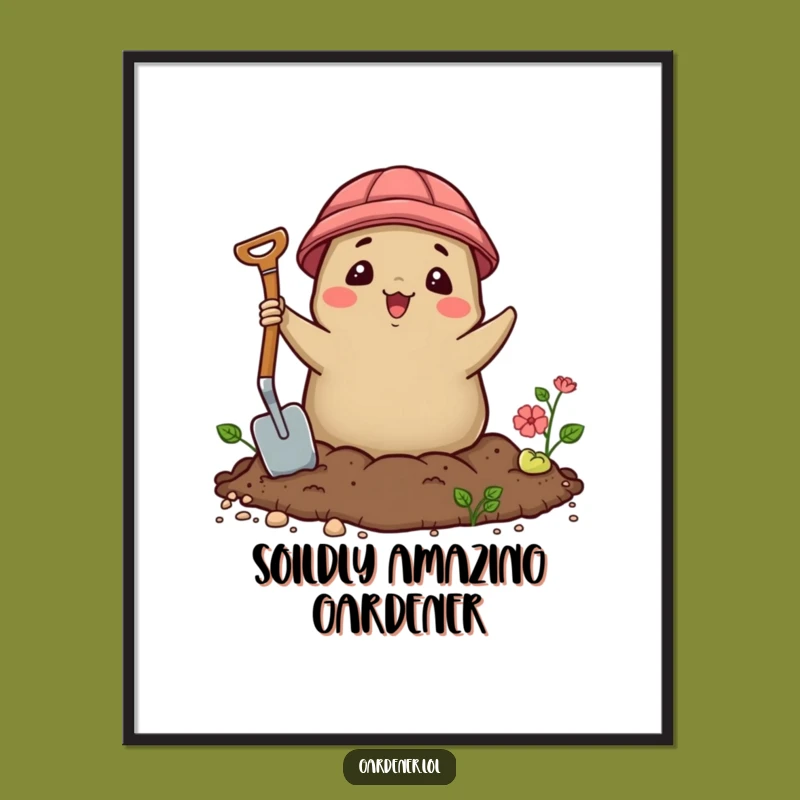 Funny Free Printable Wall Art: Delighted Mole Gardener Surprise, Downloadable Art