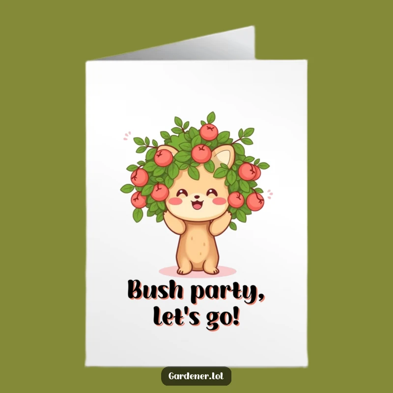 Free Printable Birthday Card: Cheerful Animal Pruning Bush - Funny DIY Greeting