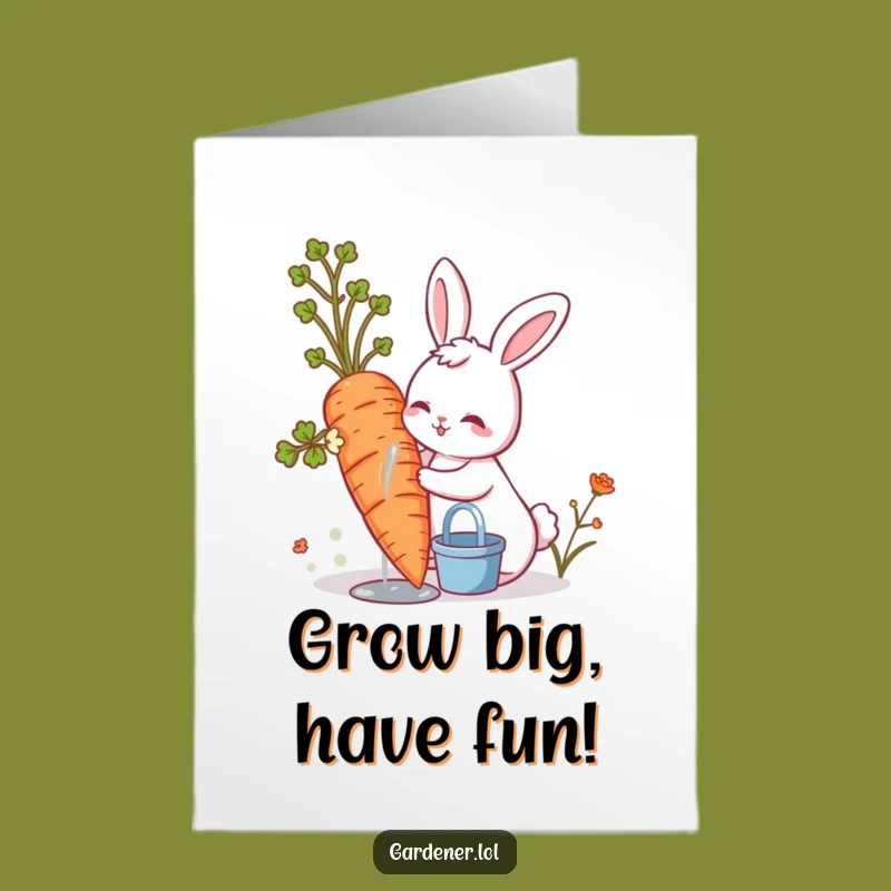 Free Printable Birthday Card: Bunny's Giant Carrot Growth, Funny Downloadable Gift