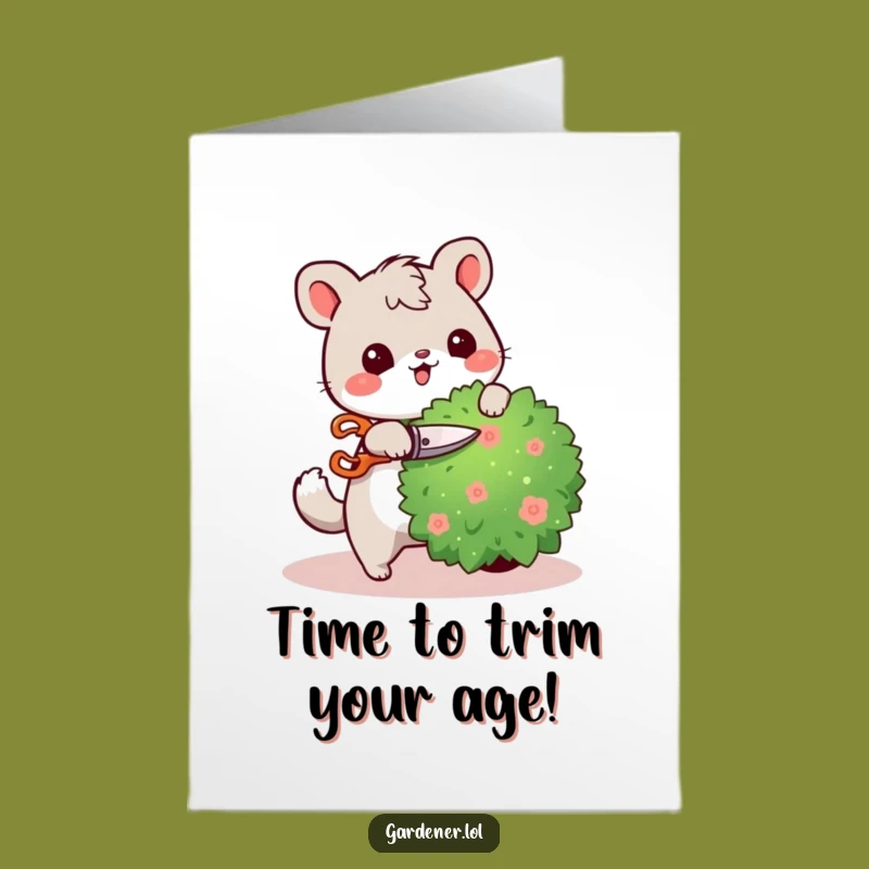Free Printable Birthday Card: Cheerful Gardener Animal - Print at Home Funny Gift