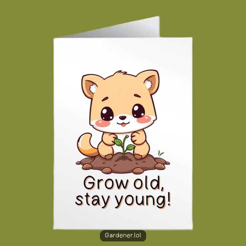 Free Printable Birthday Card: Funny Animal Planting Seed, DIY Downloadable Gift