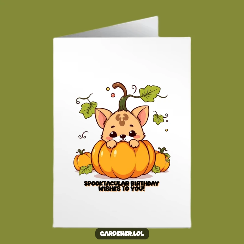 Free Printable Birthday Card: Pumpkin Hide & Seek Animal - Funny Gift