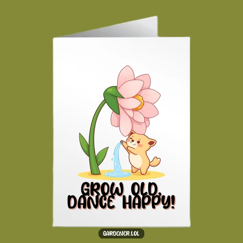 Free Printable Birthday Card, Funny Downloadable Gift, Animal & Dancing Flower