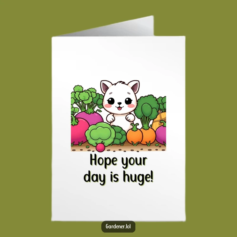 Free Printable Birthday Card: Funny Veggie Gardener Character, Grow a Laugh Downloadable Gift