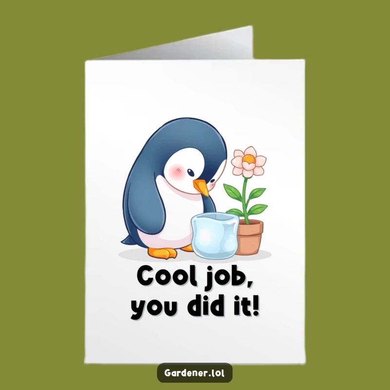 Free Printable Congrats Card: Penguin's Ice Flower Success, Unique Downloadable Gift