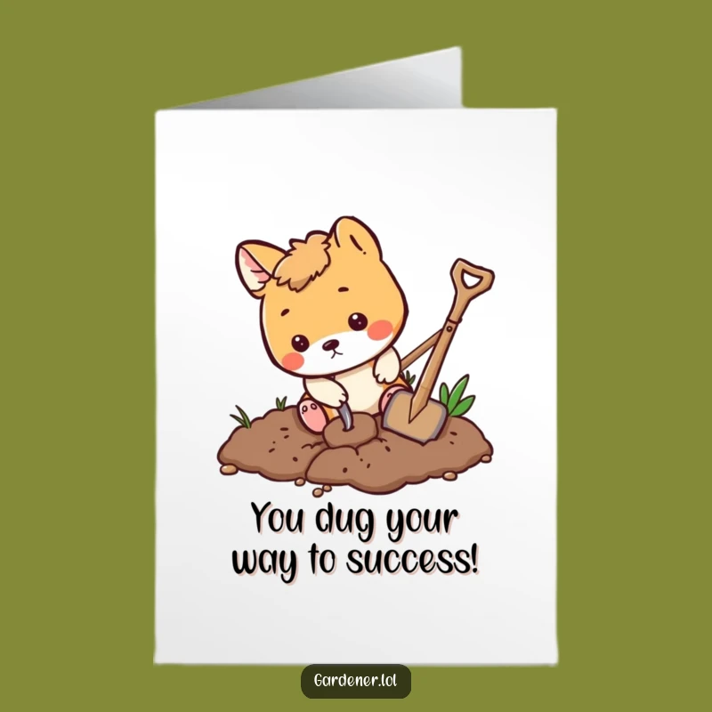 Free Printable Congrats Card: Digging Animal Funny Downloadable Gift for Big Wins