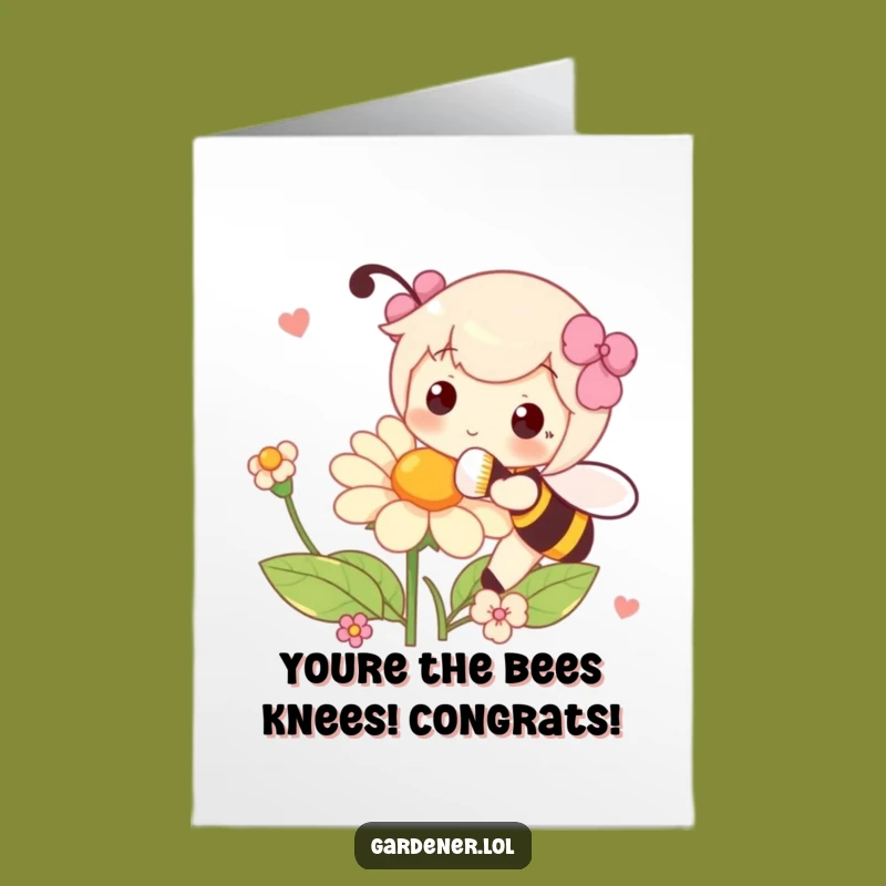 Free Printable Congrats Card: Pollinating Character, DIY Downloadable Gift