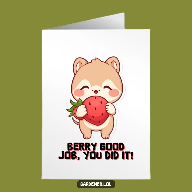 Free Printable Congrats Card: Strawberry Glee Animal for a Joyful Downloadable Gift