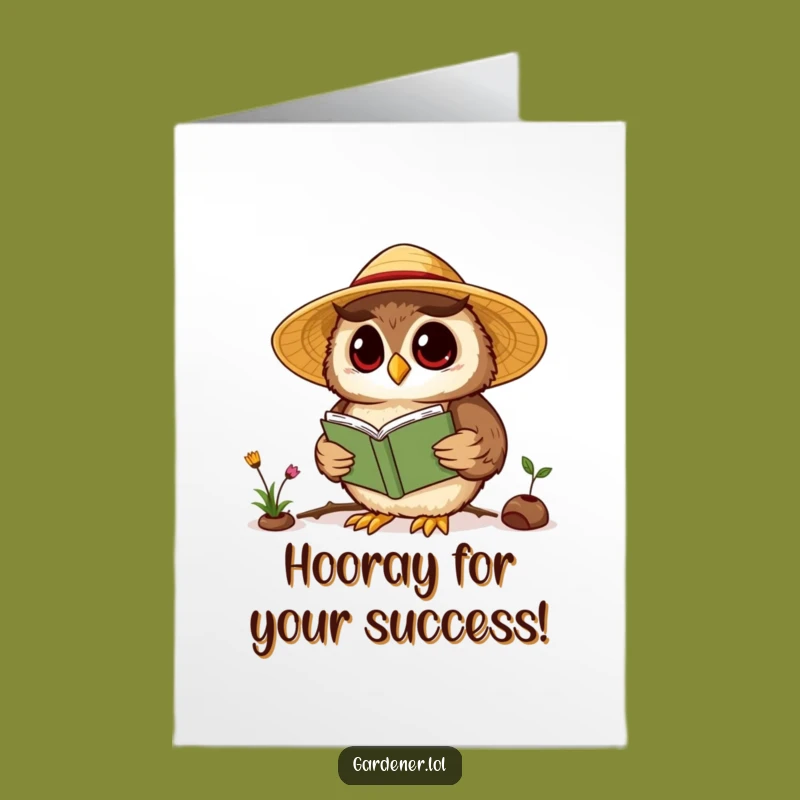 Free Printable Congrats Card: Wise Owl Gardener Blooms, Humorous Downloadable Gift!