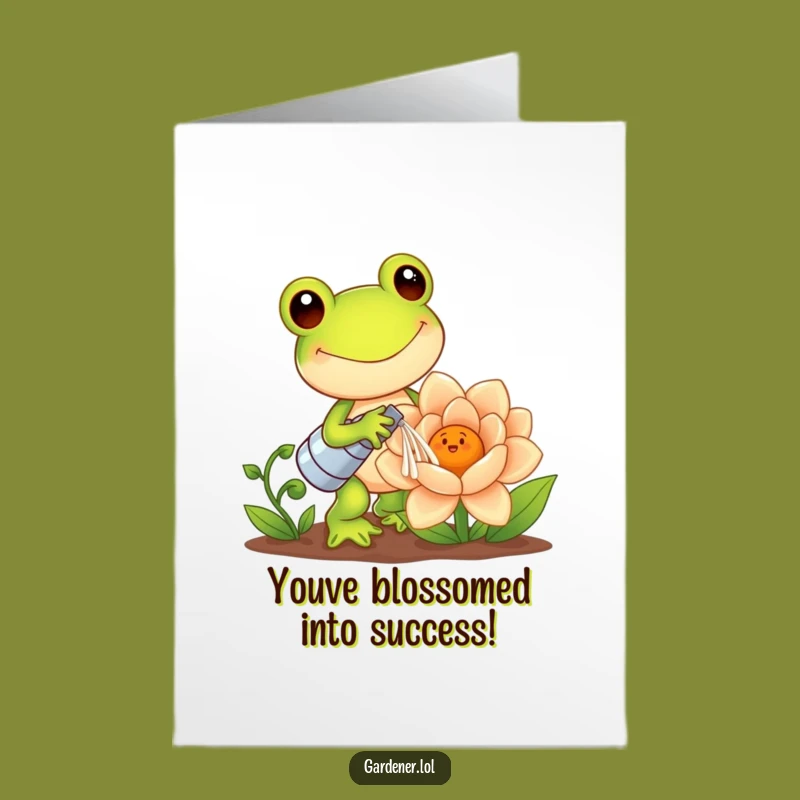 Free Printable Congratulations Card Kawaii Frog Gardener - Cute & Funny Downloadable!