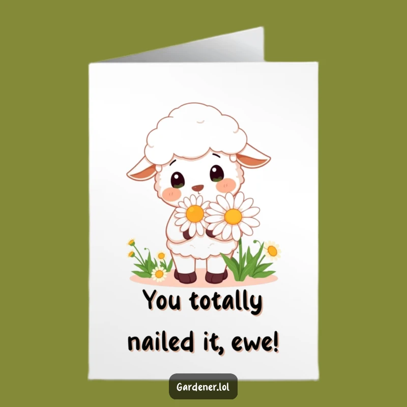 Free Printable Congratulations Card: Sheep Gardener Daisy Joy, Funny Downloadable