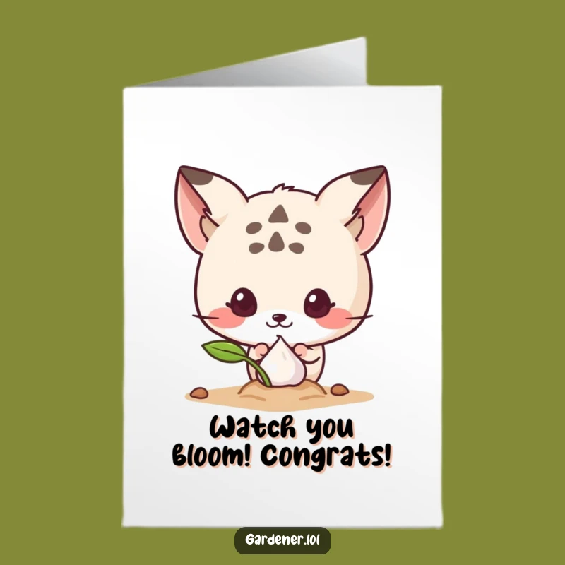 Free Printable Congratulations Card: Sprouting Seed Animal Cheer, Downloadable DIY Gift of Growth