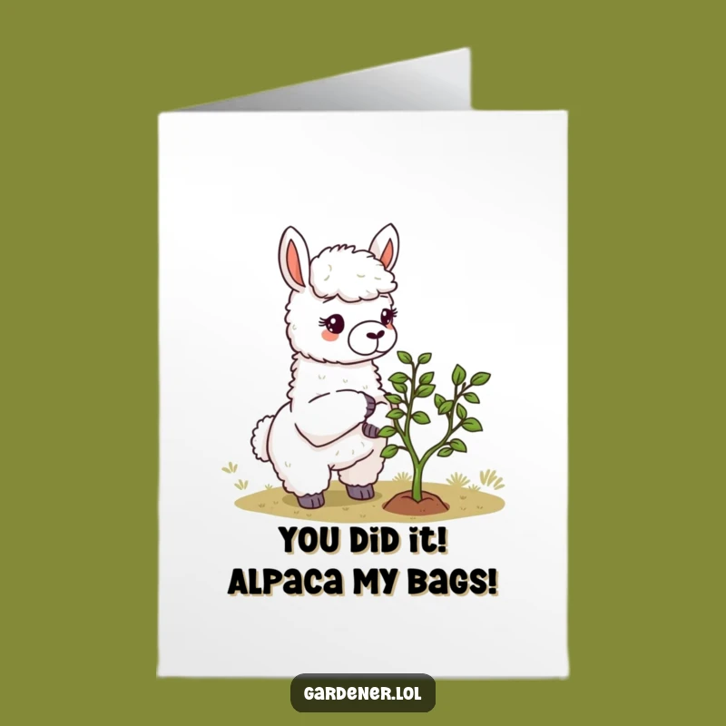 Free Printable Llama Gardener Congratulations Card - Humorous Downloadable DIY Gift