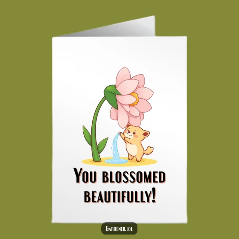 Free Printable Congrats Card, Funny Downloadable Gift, Animal & Dancing Flower Celebrate