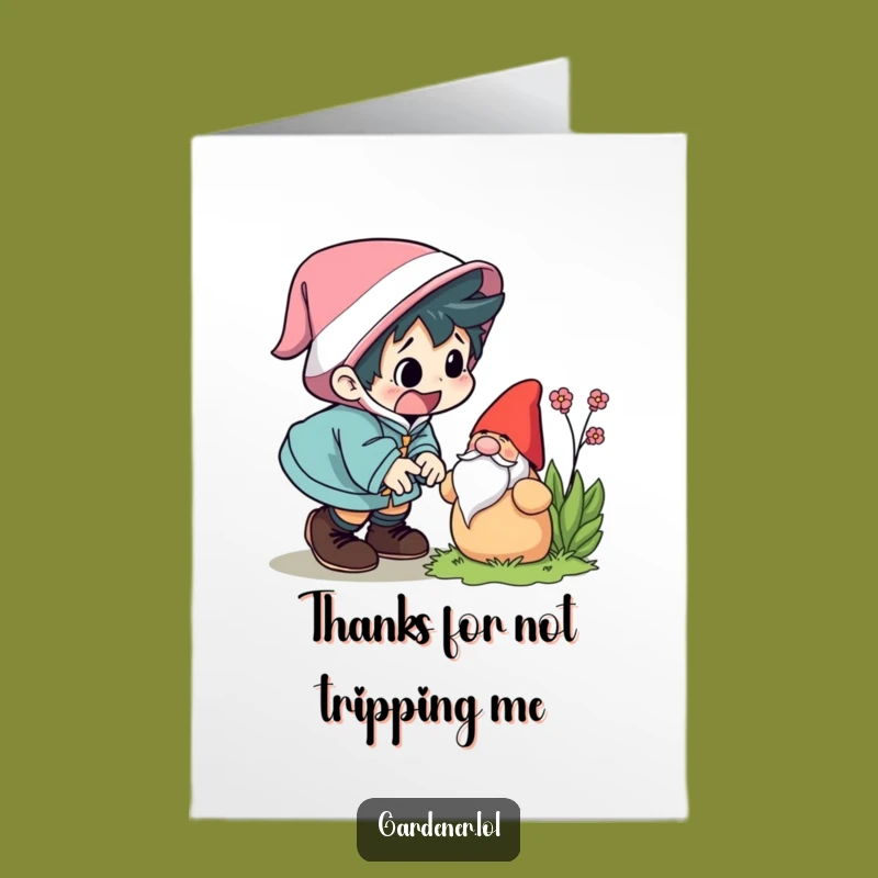 Free Printable Thank You Card: Startled Gnome Tripper for a Humorous DIY Appreciation Gift