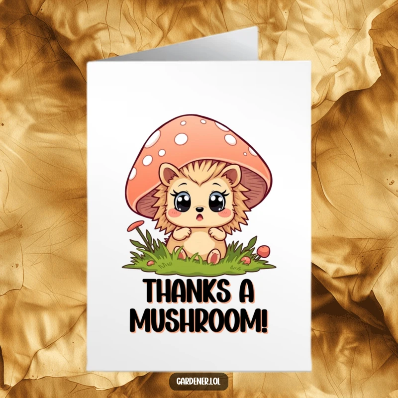 Funny Free Printable Thank You Card: Astonished hedgehog peeking, adding humor to your gratitude.