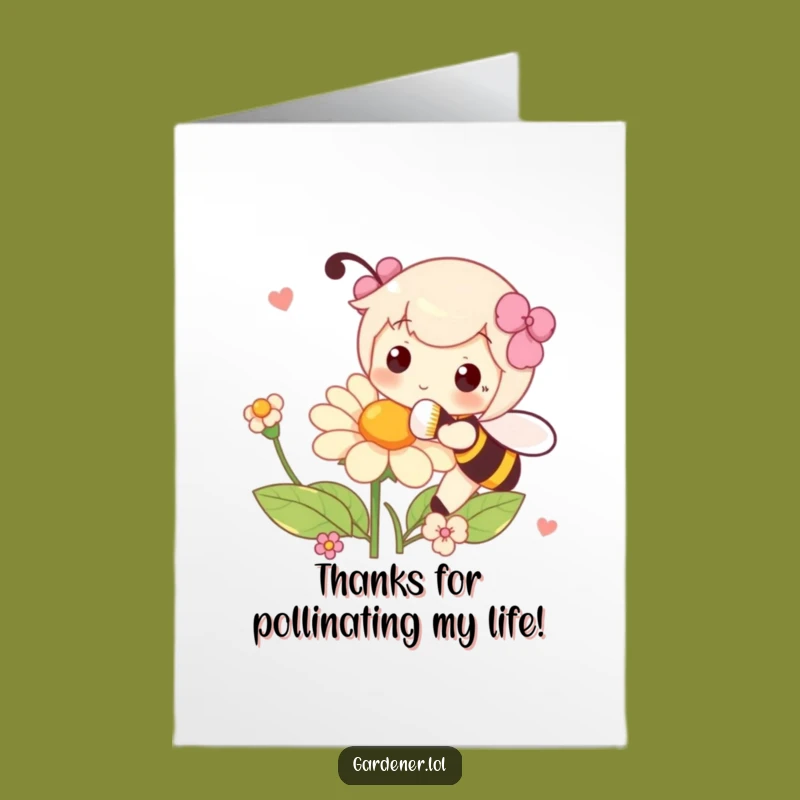 Funny Free Printable Thank You Card: Pollinating Character, DIY Downloadable Gift
