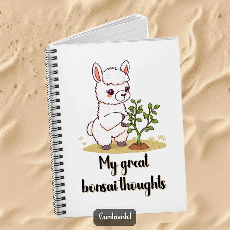 Funny Llama Gardener Notebook: A llama gardener serenely prunes a miniature tree, inspiring notes and lightheartedness.
