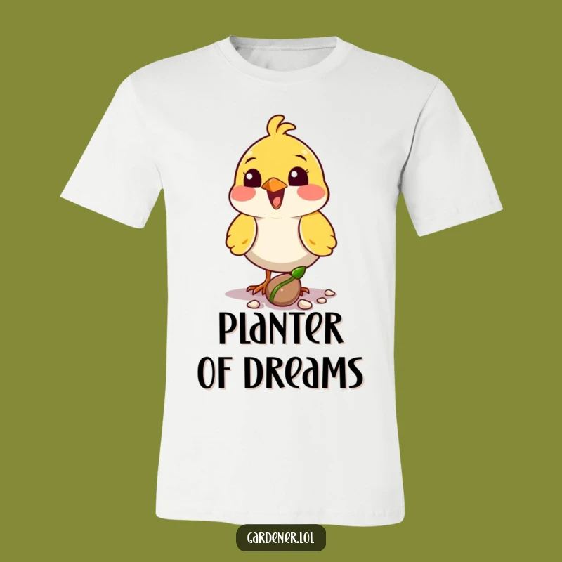 Funny Bird Planter T-Shirt: Tiny Seed, Big Dreams, Graphic Tee