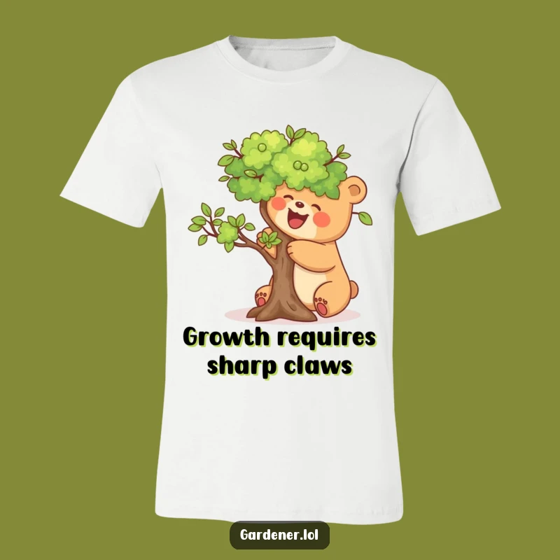 Funny Bear Pruning Tree T-Shirt: Relaxed & Hilarious Gardener's Tee for a Funny Gift!