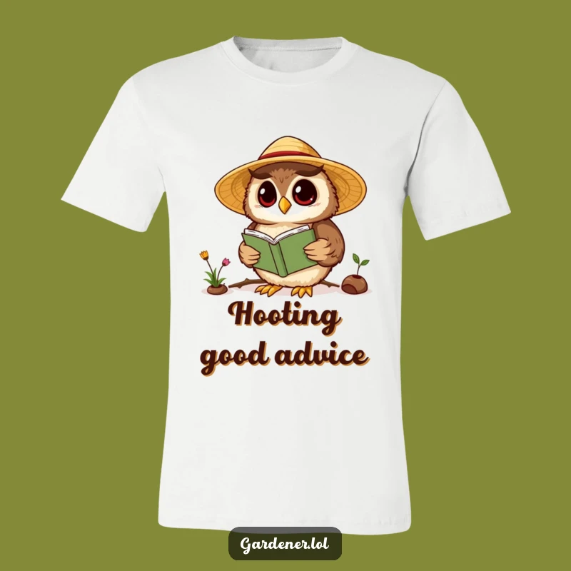 Funny Kawaii Owl Gardener T-Shirt, Wise Reading Design, Comfy & Clever Gift