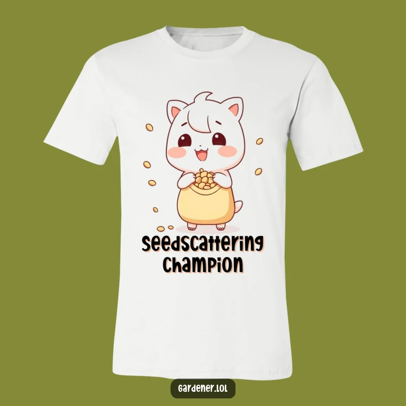 Funny Seed Scatterer T-Shirt - Playful Grinning Character Tee, Great Funny Gift