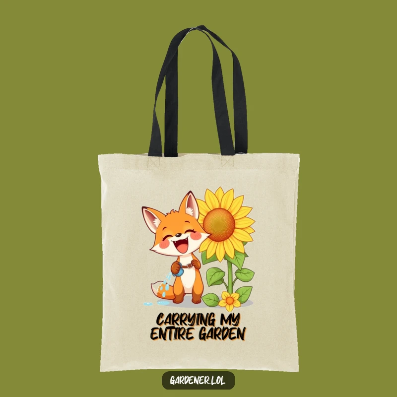 Funny Fox Sunflower Tote Bag: Carry Your Joy in this Hilarious Gardener Bag!