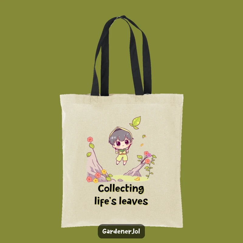 Funny Leaf Catching Tote Bag - Humorous Character Autumn Accessory