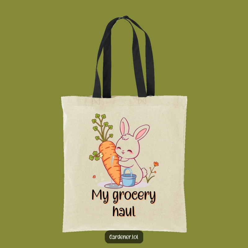 Funny Cute Bunny Tote Bag, Stylish Humorous Gardener Accessory